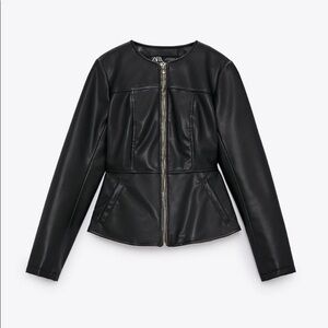 Zara Women's Sleek Black Leather Jacket